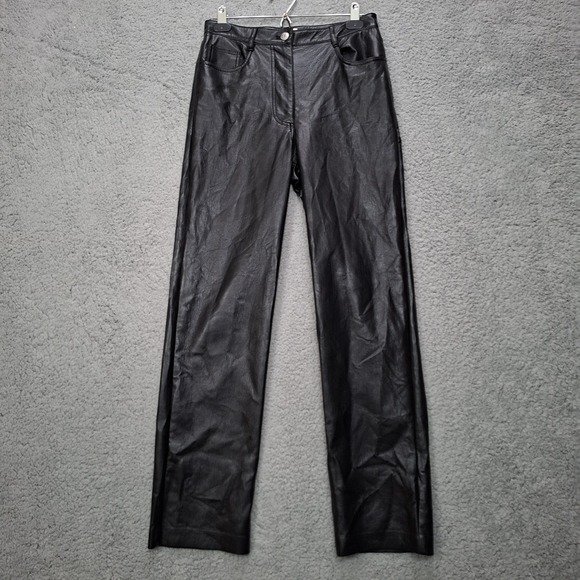 WILFRED Melina Pant High Waisted Black Vegan Leather Pants Sz 6 Aritzia - Picture 2 of 10